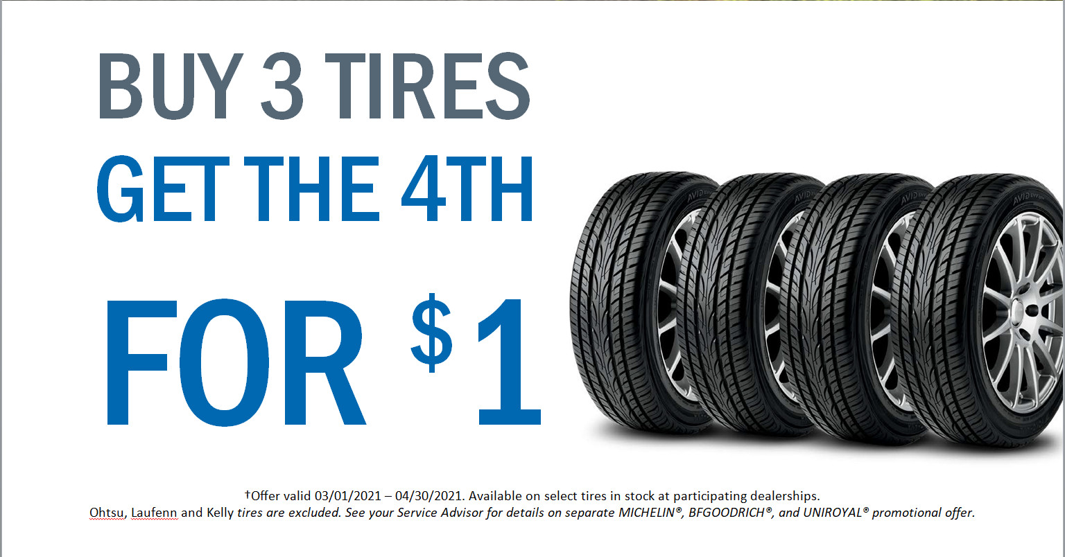 Buy 3 Tires, Get 4th for $1